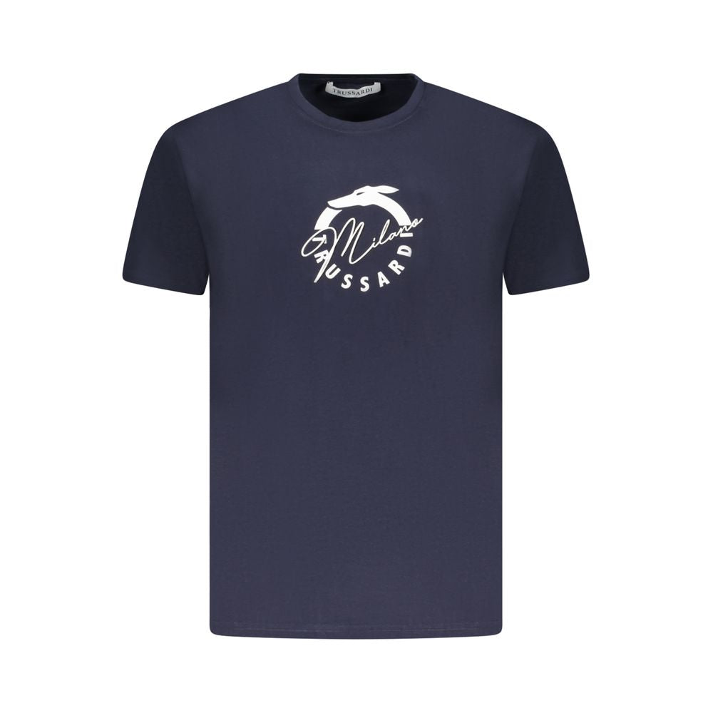 Trussardi Blue Cotton Men T-Shirt with iconic logo and distinctive print.