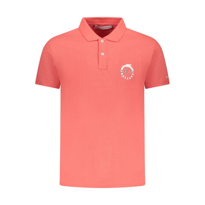 Trussardi Pink Cotton Men Polo Shirt with logo and two-button placket, short sleeves, elegant design for sophisticated style
