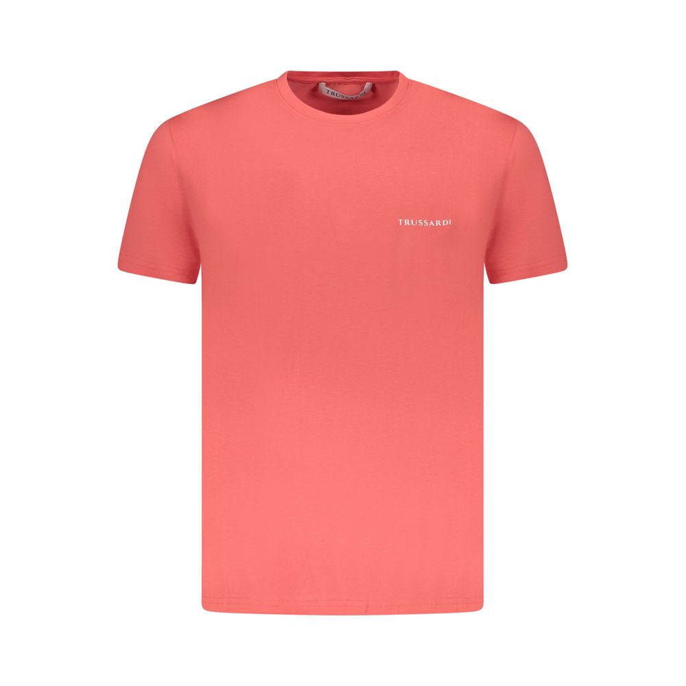 Trussardi Pink Cotton Men T-Shirt featuring short sleeves and crew neck