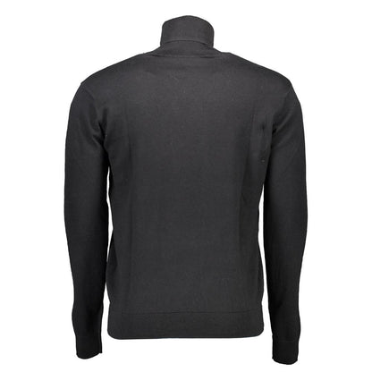 U.S. POLO ASSN. Black Cotton Sweater with long sleeves, high collar, and embroidered logo. Perfect for classic style and comfort.