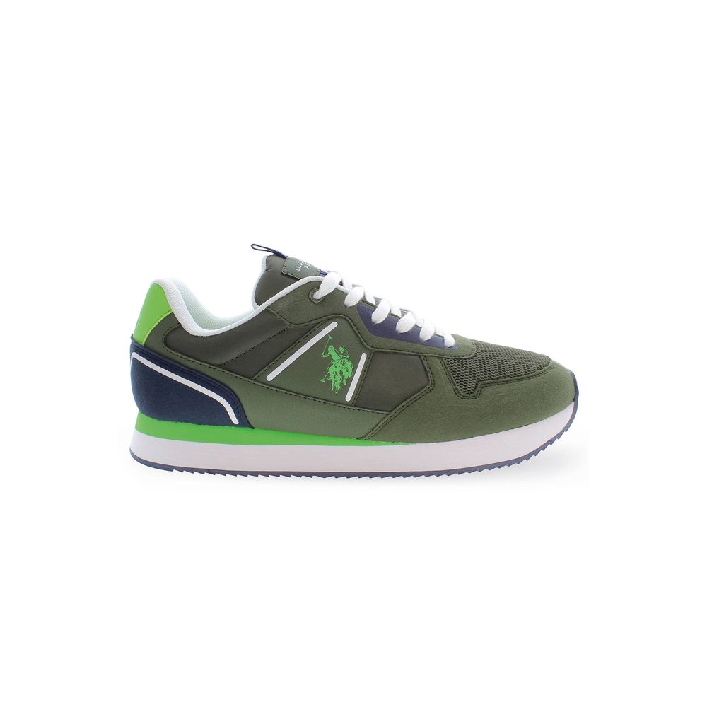 U.S. POLO ASSN. Green Polyester Men Sneaker with iconic logo and bold details, perfect for a stylish and vibrant look.