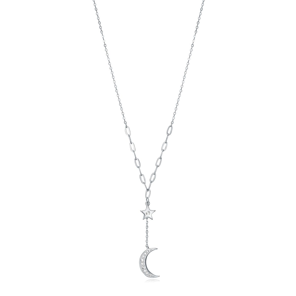 VICEROY JEWELS Mod. 13036C000-30 silver necklace for ladies with moon and star design, quartz movement, water-resistant, official box included.