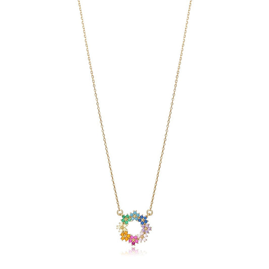 VICEROY JEWELS Mod. 13049C100-39 silver necklace for ladies with multicolor gemstone pendant, packaged in official box.