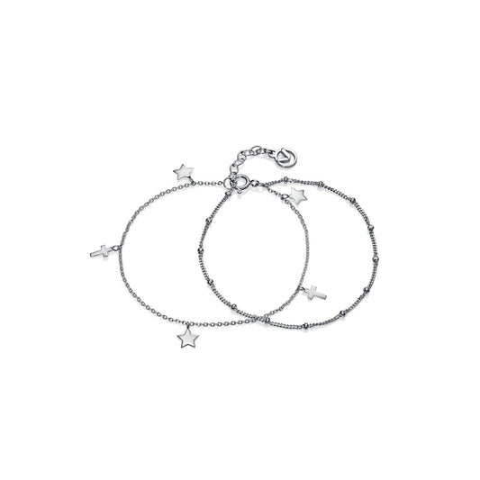 VICEROY JEWELS Mod. 4089P000-00 Women's Silver 925° Bracelet with Star Charms, 32mm Chronograph Quartz Watch, 5 ATM Water Resistant