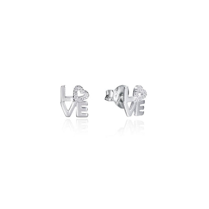 Silver earrings with 'LOVE' design, featuring heart accents, by VICEROY JEWELS Mod. 5083K000-30 for women.