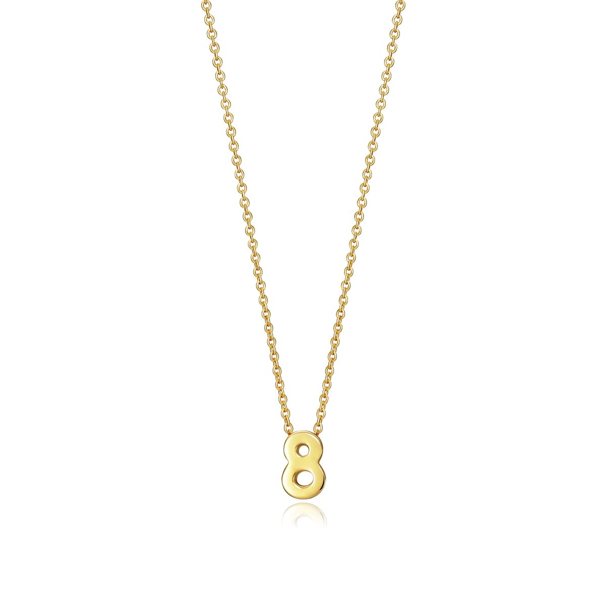 Gold necklace with number 8 pendant, VICEROY JEWELS Mod. 61041C000-08, silver 925°, quartz movement, for ladies, 3 ATM water resistance.