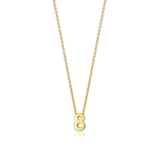 Gold necklace with number 8 pendant, VICEROY JEWELS Mod. 61041C000-08, silver 925°, quartz movement, for ladies, 3 ATM water resistance.