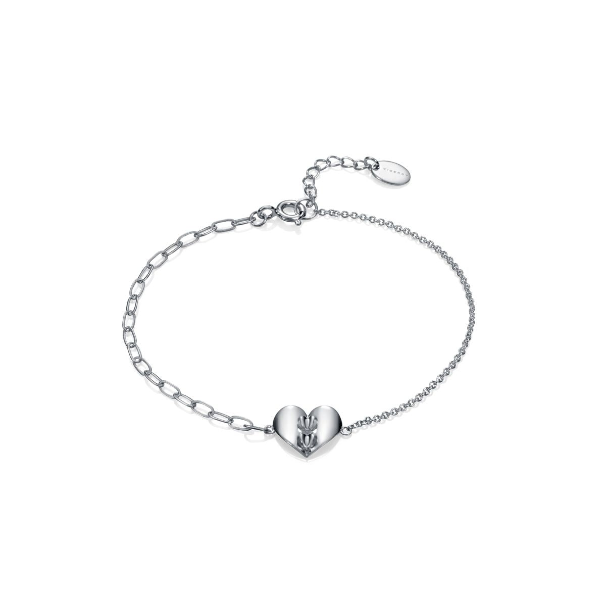 VICEROY JEWELS Mod. 61065P100-36 silver bracelet for ladies with heart charm, quartz analog movement, and official packaging.