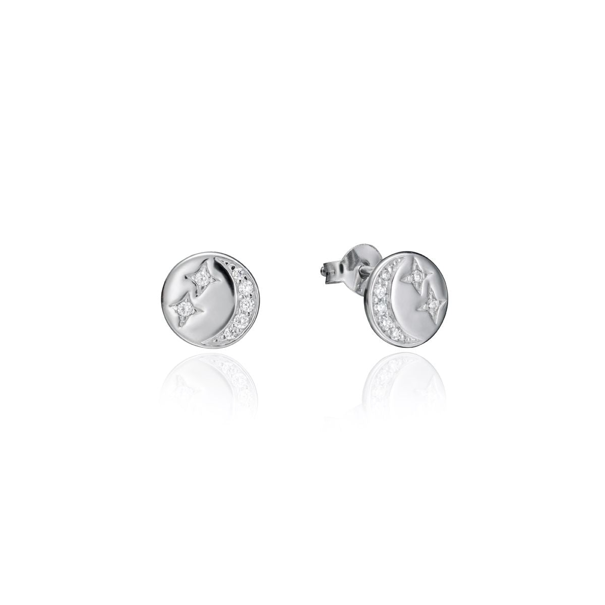 VICEROY JEWELS Mod. 71059E000-30 silver earrings with star and moon design, suitable for ladies, shown in official packaging.