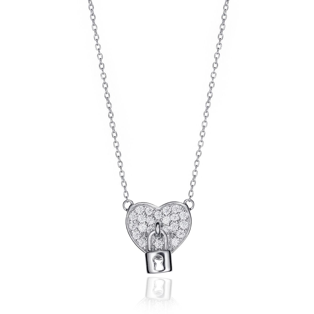 VICEROY JEWELS Mod. 71062C000-30 silver necklace for ladies with heart-shaped pendant and lock design, elegant and water-resistant.