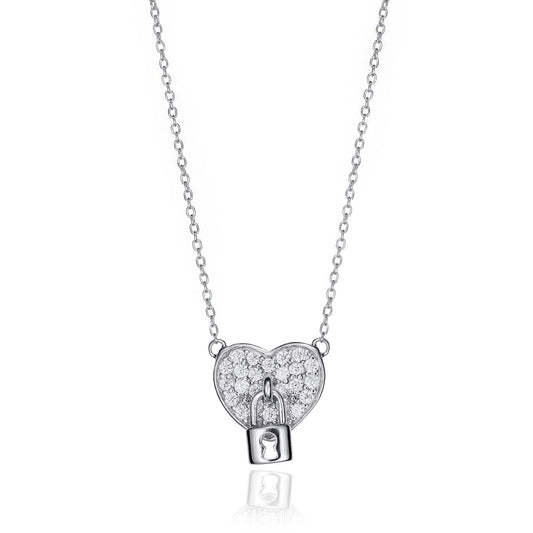 VICEROY JEWELS Mod. 71062C000-30 silver necklace for ladies with heart-shaped pendant and lock design, elegant and water-resistant.