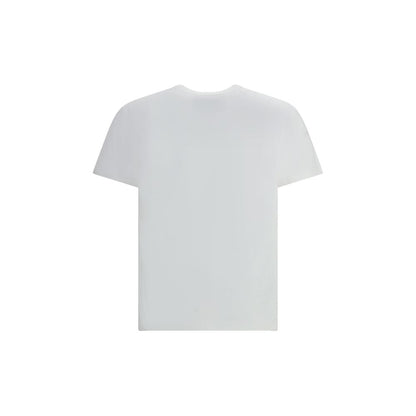 Back view of Valentino White Cotton T-Shirt featuring a ribbed crew neck and embroidered VG logo for a stylish, contemporary finish.