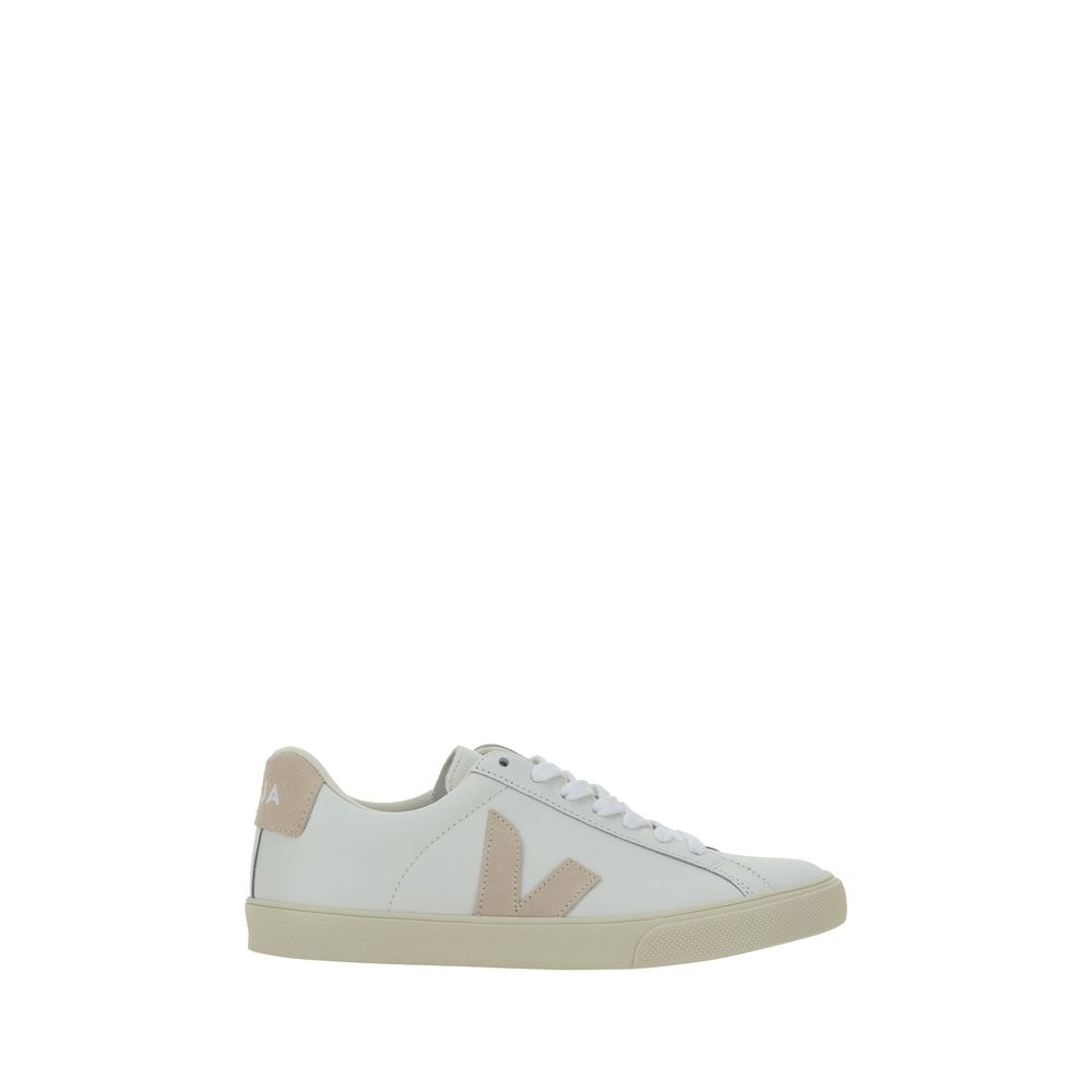 Veja White Calf Leather Bos Taurus Sneakers with logo patch, lace-up closure, and rubber sole, autumn/winter fashion footwear.