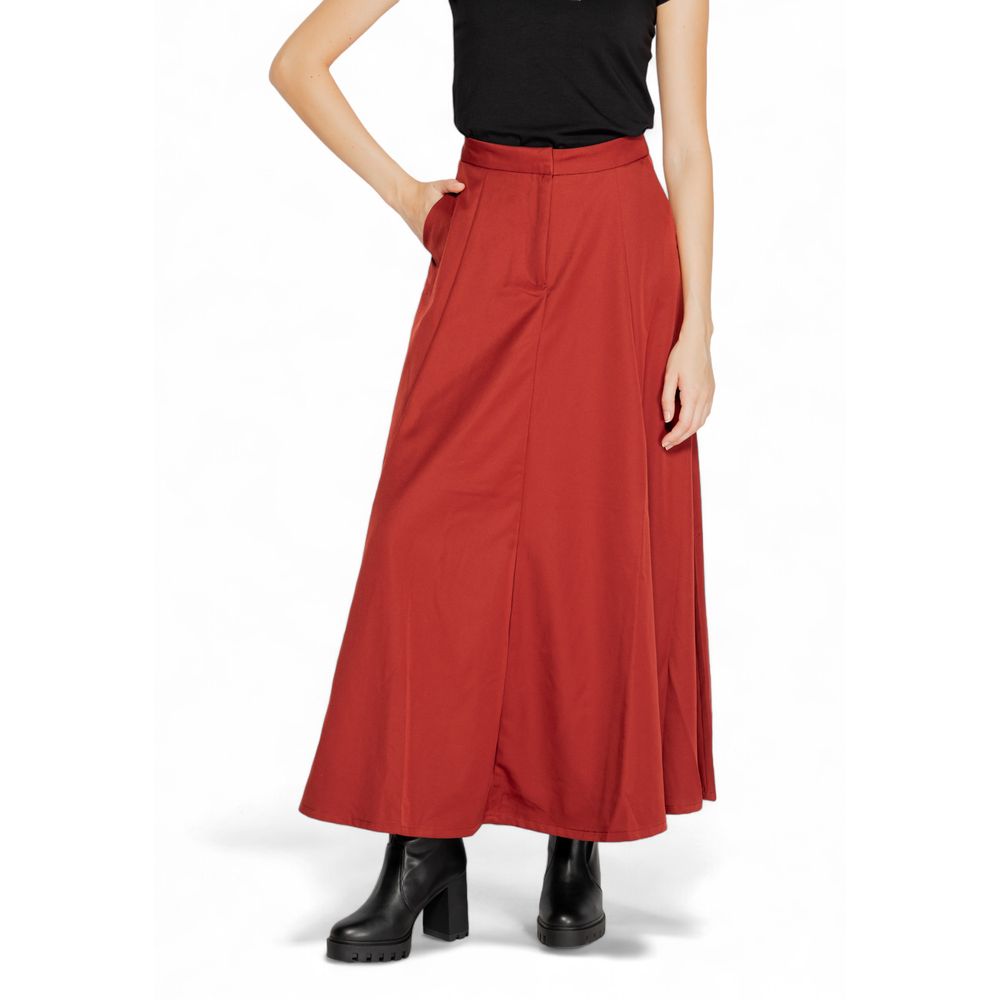 Vero Moda Red Polyester Long Skirt