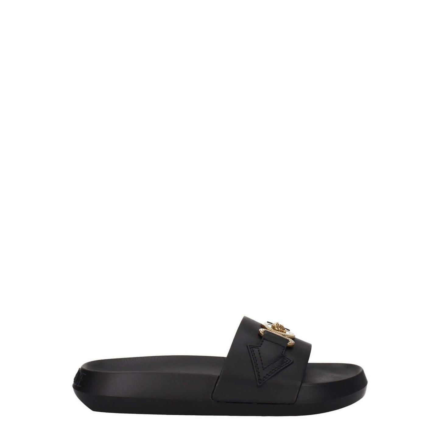 Versace Black Leather Slippers
