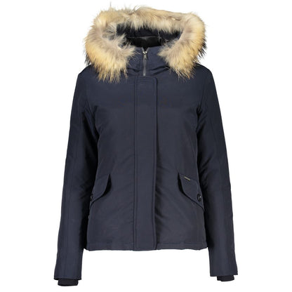 Woolrich Blue Cotton Women's Jacket with Hood