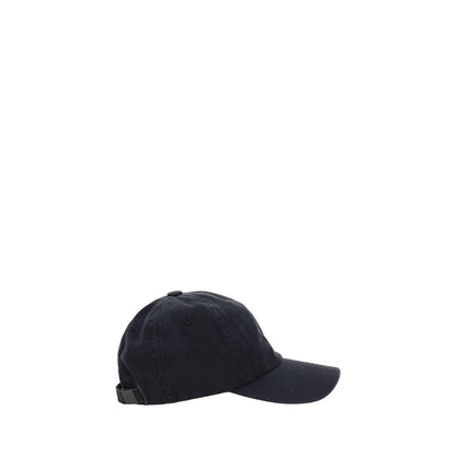 Y-3 Black Cotton Cap (Baseball Hat) with adjustable back and embroidered logo, perfect for elevating casual outfits.