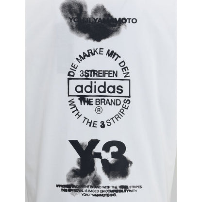 Y-3 White Cotton Sportswear T-shirt showcasing an overlapping logo graphic with bold brand attitude.