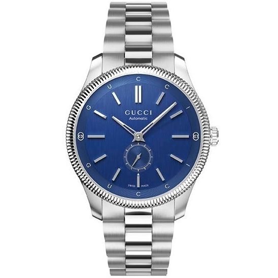 GUCCI MOD. G-TIMELESS SLIM luxury watch with blue dial and silver strap, showcasing elegance and style for modern fashion enthusiasts.