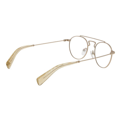 Yohji Yamamoto Gold Metal Glasses (Frames), aviator style with demo lenses, full-rim design and metal frame in gold.