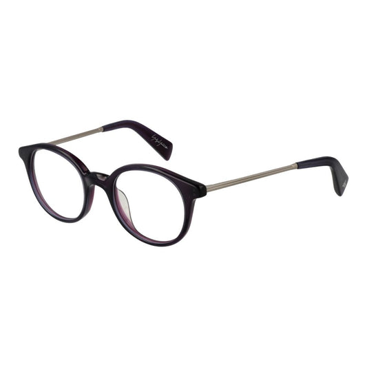 Yohji Yamamoto Purple Men Glasses Frame with round lenses and purple metal & plastic full-rim design.