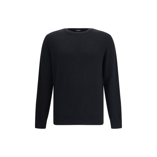 ZEGNA Black Cashmere Cashmere Sweater with ribbed crew neck for AW25 season, showcasing luxury and timeless elegance in fine yarn.