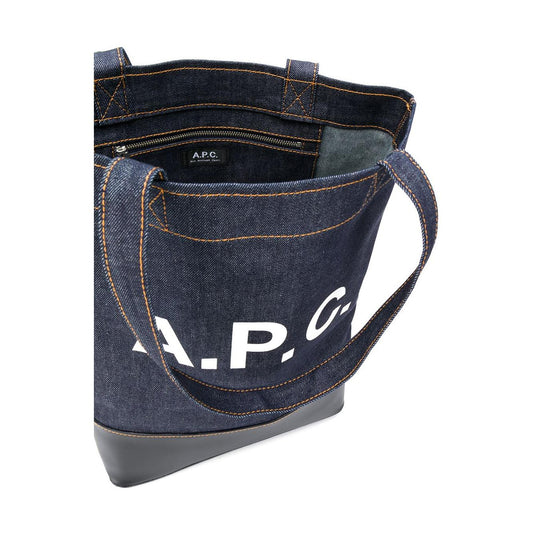 A.P.C. logo print denim tote