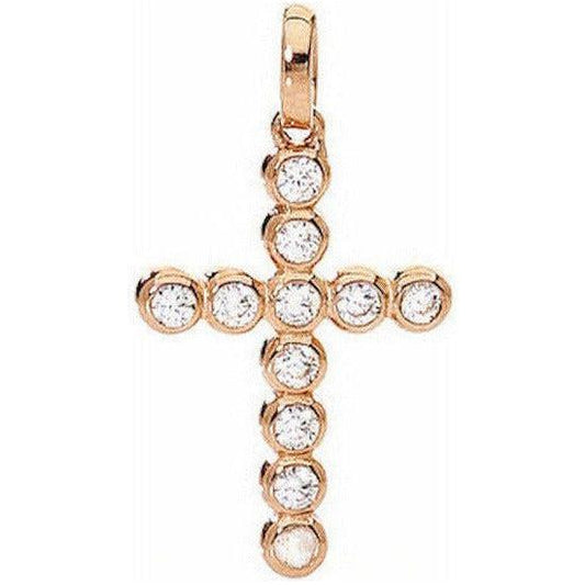 AMEN Mod. CROCE PICCOLA Argento IP Oro rosa e Zirconi CLBORB